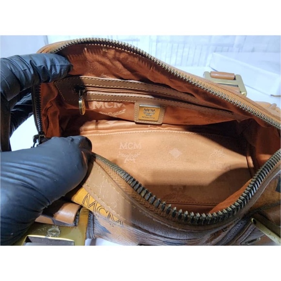 Authentic MCM Visetos Bowling Bag Brown - Picture 12 of 15